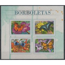 FLORES MARIPOSAS MOZAMBIQUE HOJA BLOQUE ESPECIAL NUEVA MINT